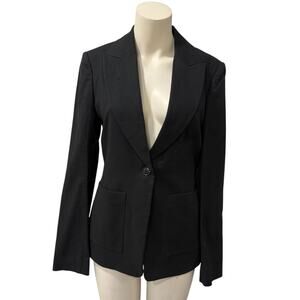 ARGENT Patch Pocket Blazer Jacket in Cotton Black 6 Single Breasted